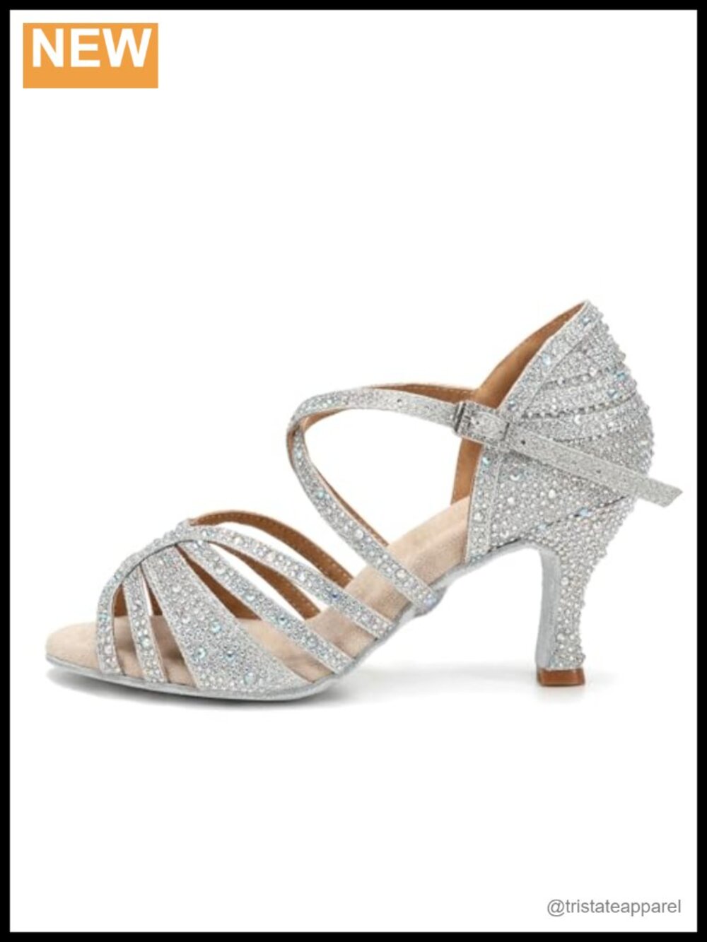 Women's Rhinestone Satin Ballroom Dance Shoes Latin Salsa Performance